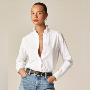 J. Crew Jules ruffle-collar shirt in cotton poplin CN523 Size 4 NWT